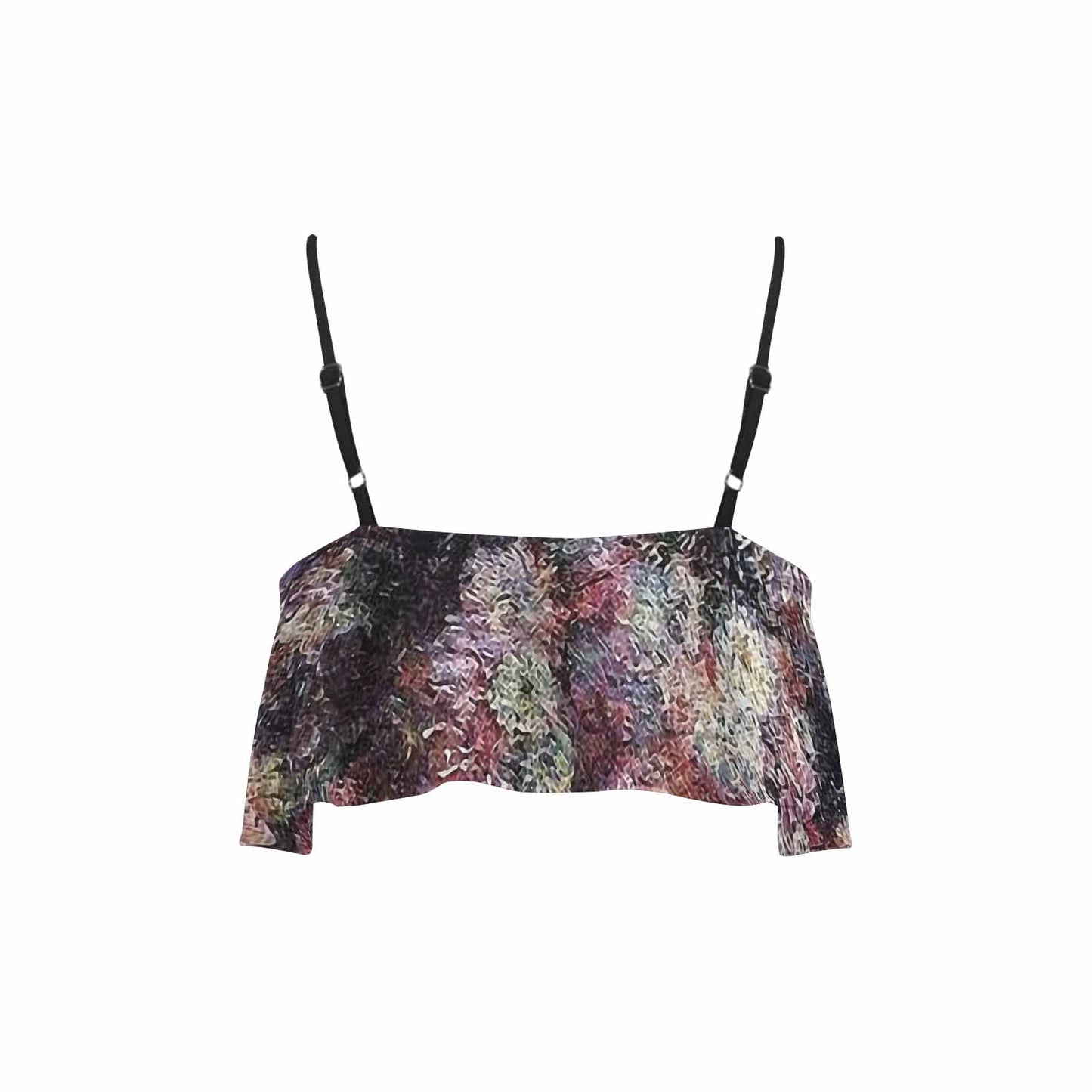 Vintage floral flounce bikini top, Design 44