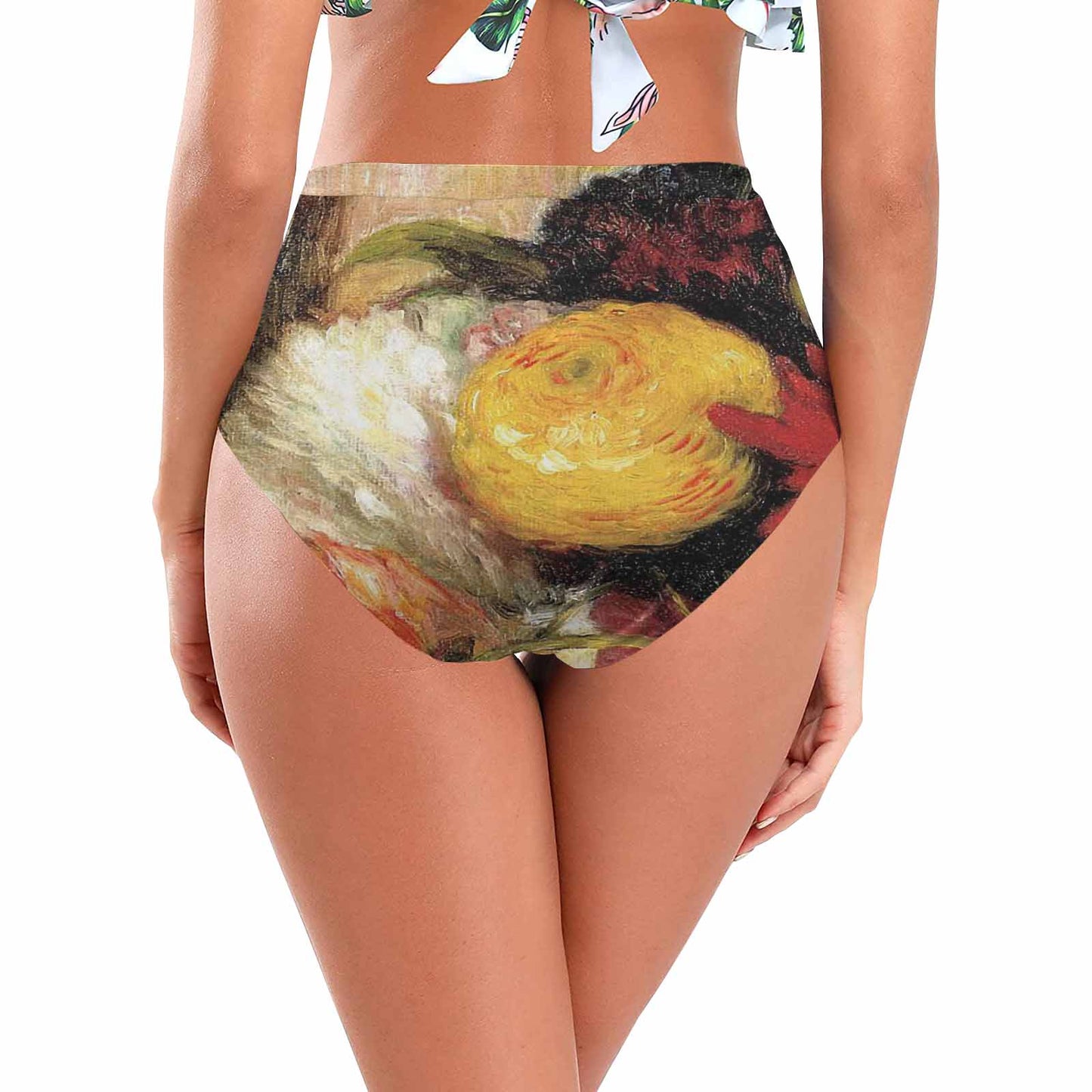 Vintage floral High waist bikini bottom, Design 25