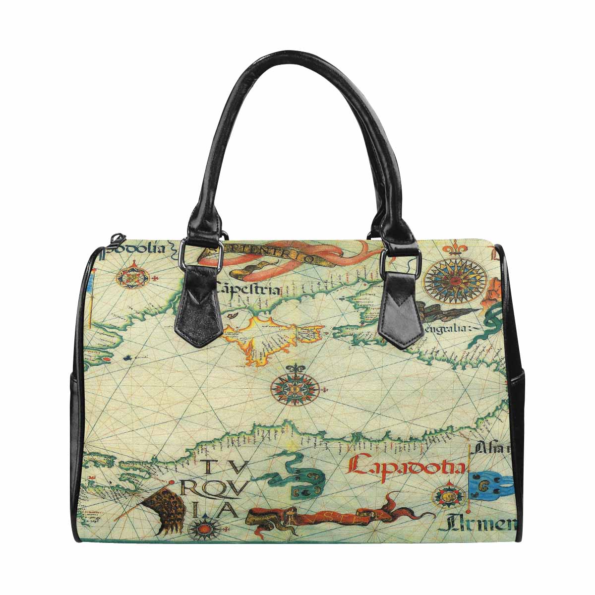 Antique Map design Boston handbag, Model 1695321, Design 33