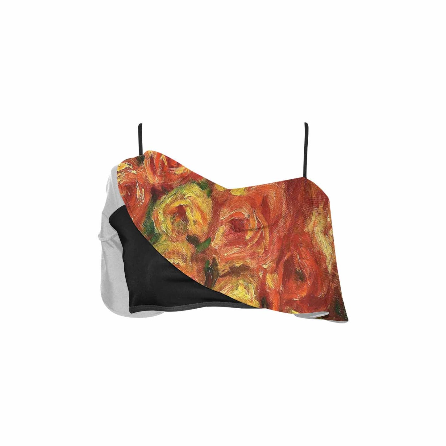 Vintage floral flounce bikini top, Design 18