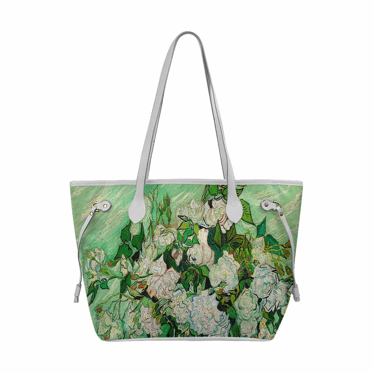 Vintage Floral Handbag, Classic Handbag, Mod 1695361 Mod 1661 Design 45, WHITE TRIM