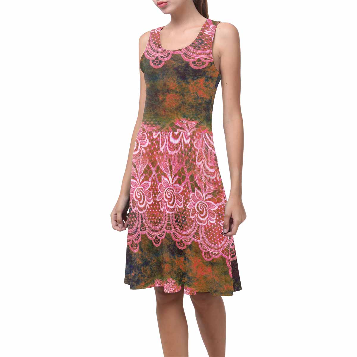 Victorian printed lace summer dress, Design 32