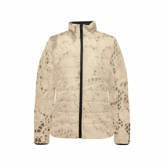 Victorian Lace print womens padded quilted jacket, design 26