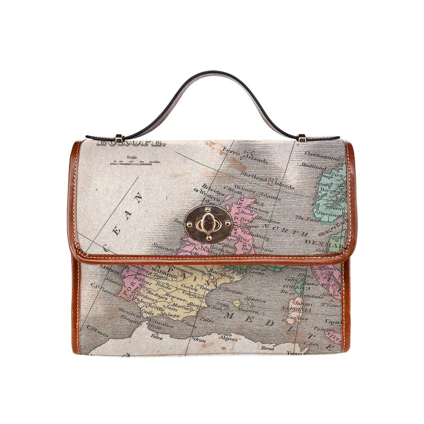 Antique Map Handbag, Model 1695341, Design 09