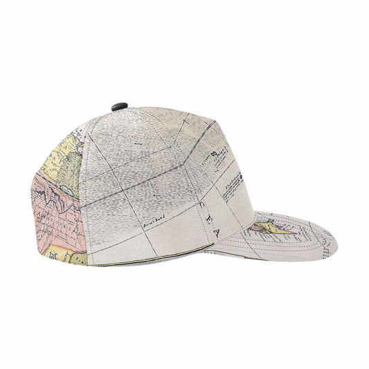 Antique Map design mens or womens deep snapback cap, trucker hat, Design 40