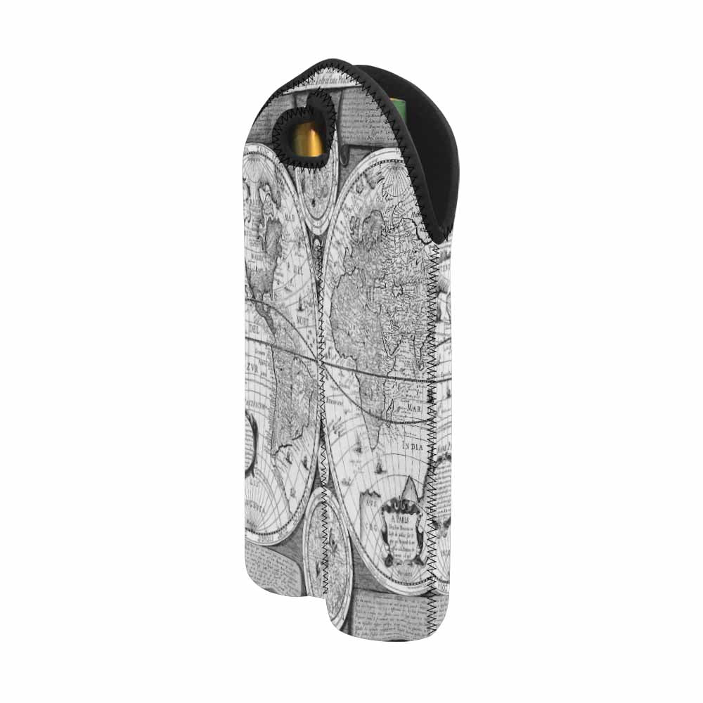 2 Bottle Antique map wine bag,Design 29