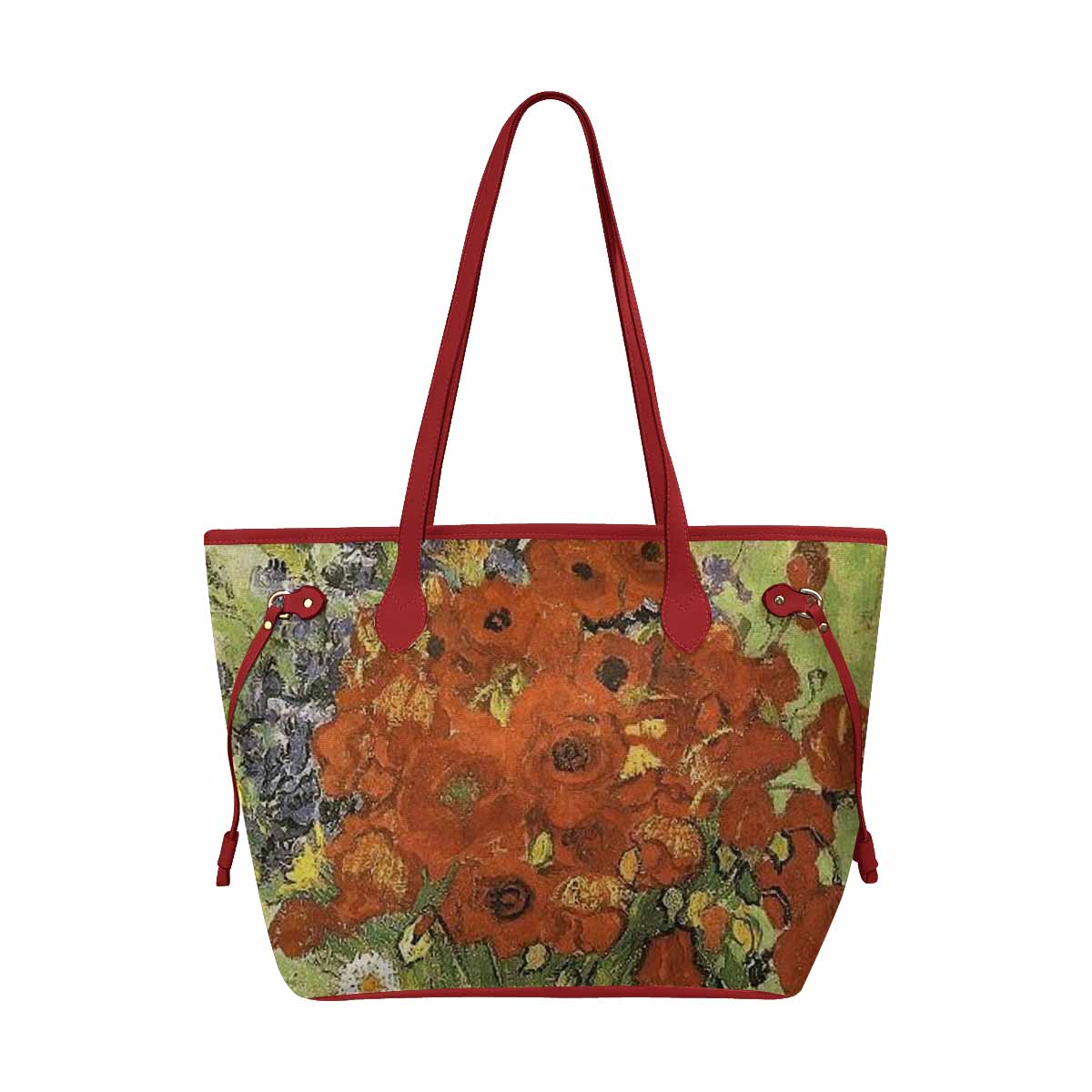 Vintage Floral Handbag, Classic Handbag, Mod 1695361 Design 56 RED TRIM