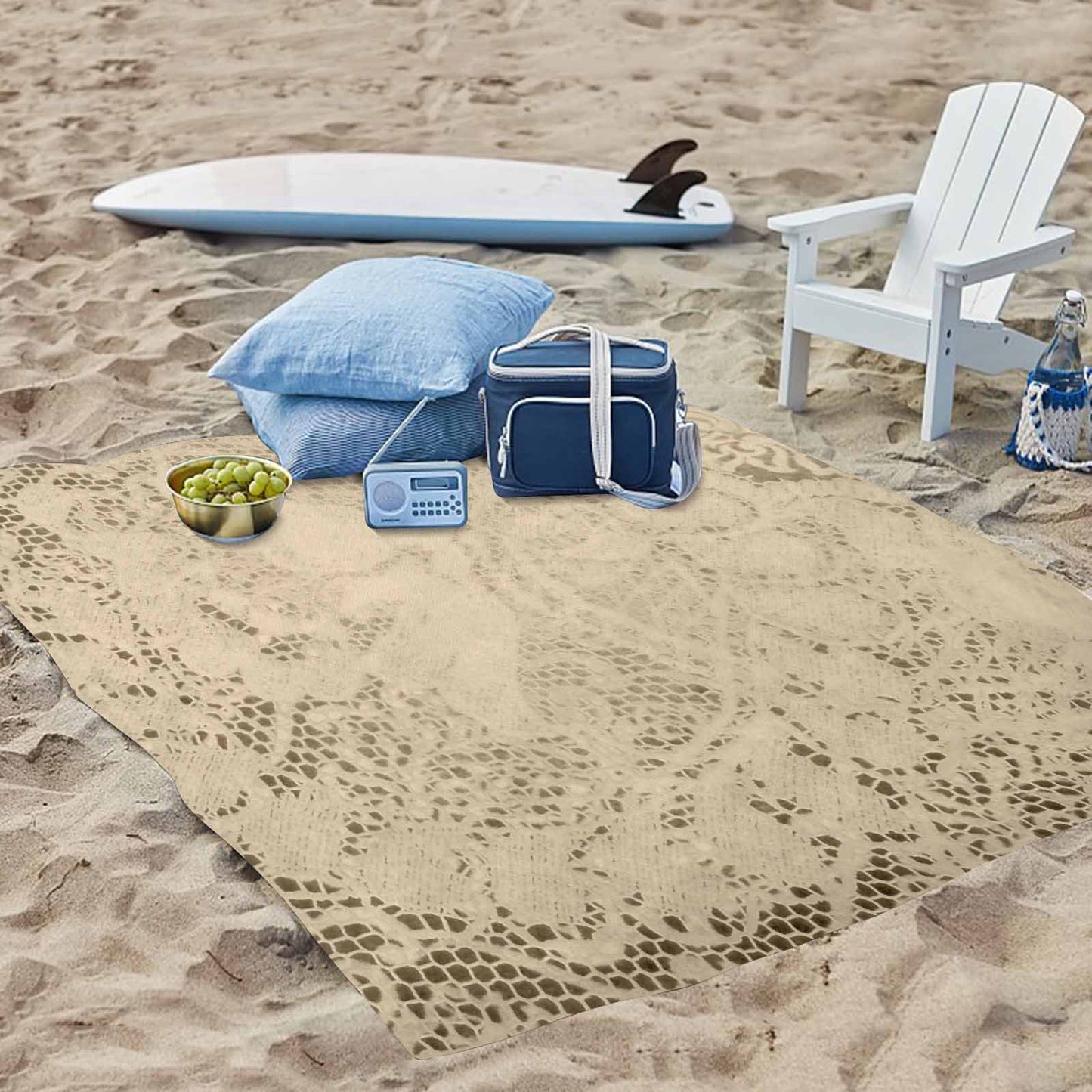 Victorian lace print waterproof picnic mat, 69 x 55in, design 26