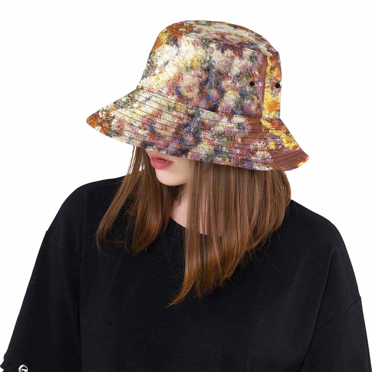 Vintage floral unisex bucket boonie Hat, outdoors hat, Design 57