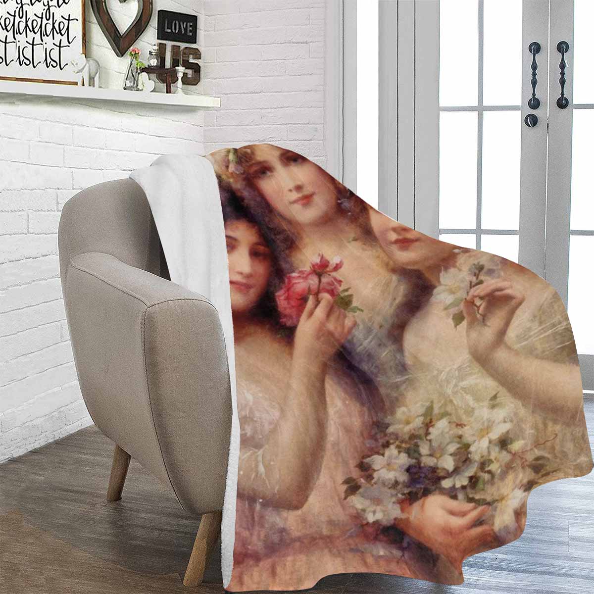 Victorian Girls Design BLANKET, LARGE 60 in x 80 in, The Three Graces