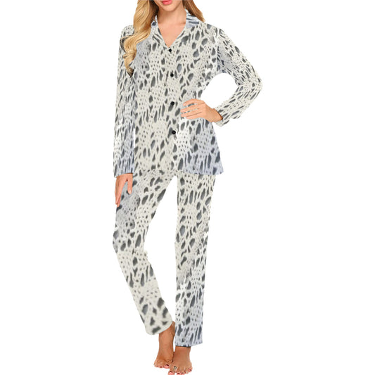 Victorian printed lace pajama set, design 12 Women's Long Pajama Set (Sets 02)
