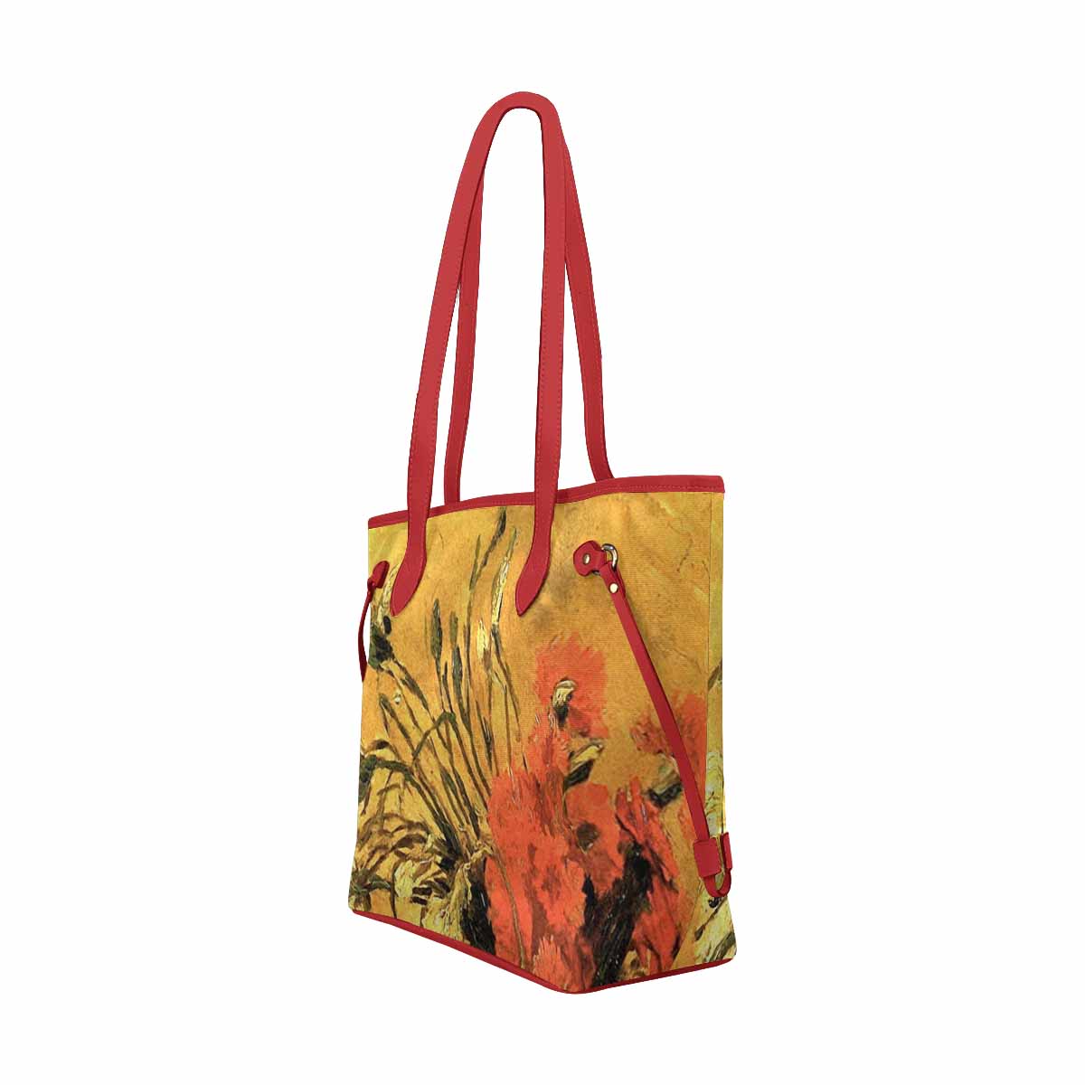 Vintage Floral Handbag, Classic Handbag, Mod 1695361 Design 61, RED TRIM