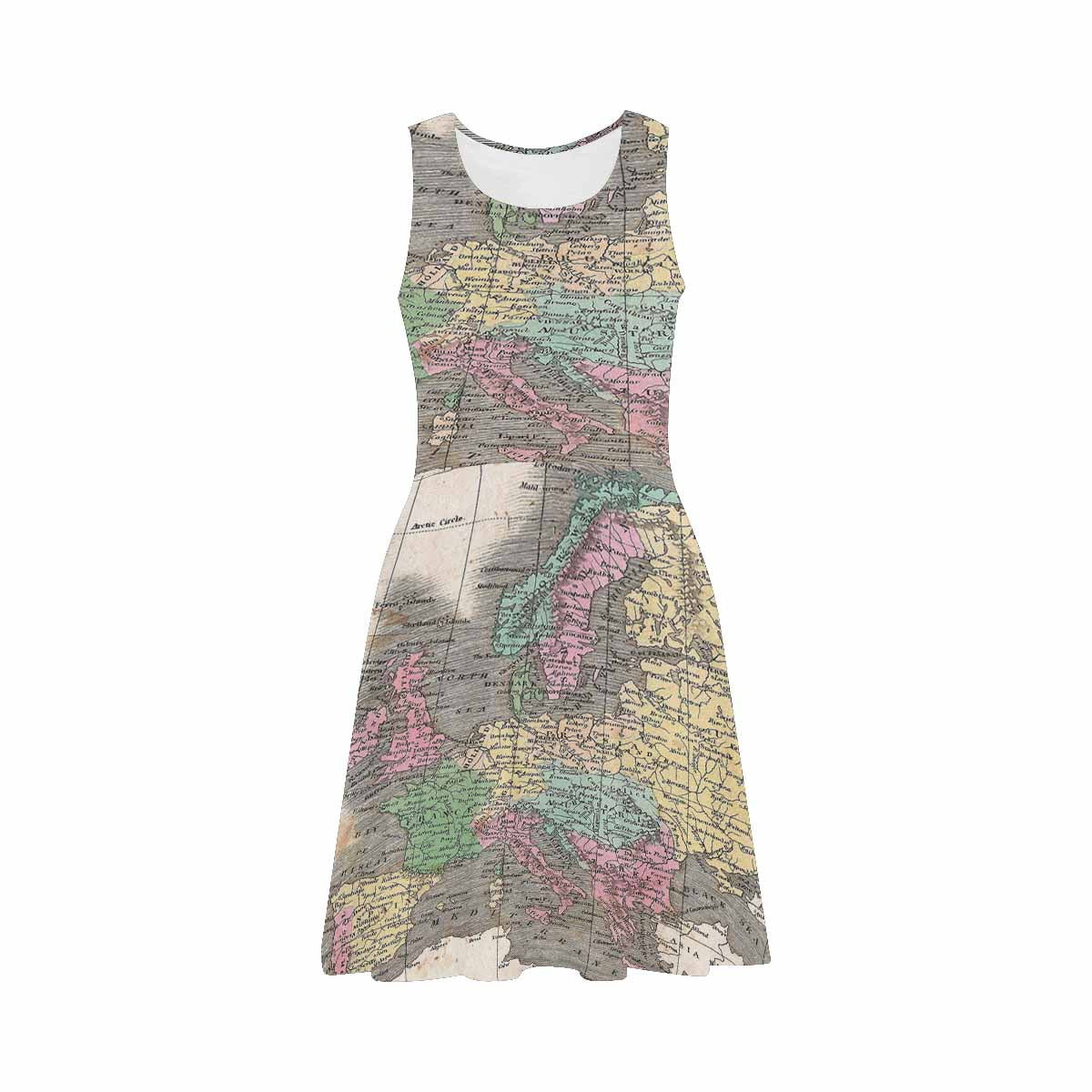 Antique Map casual summer dress, MODEL 09534, design 55