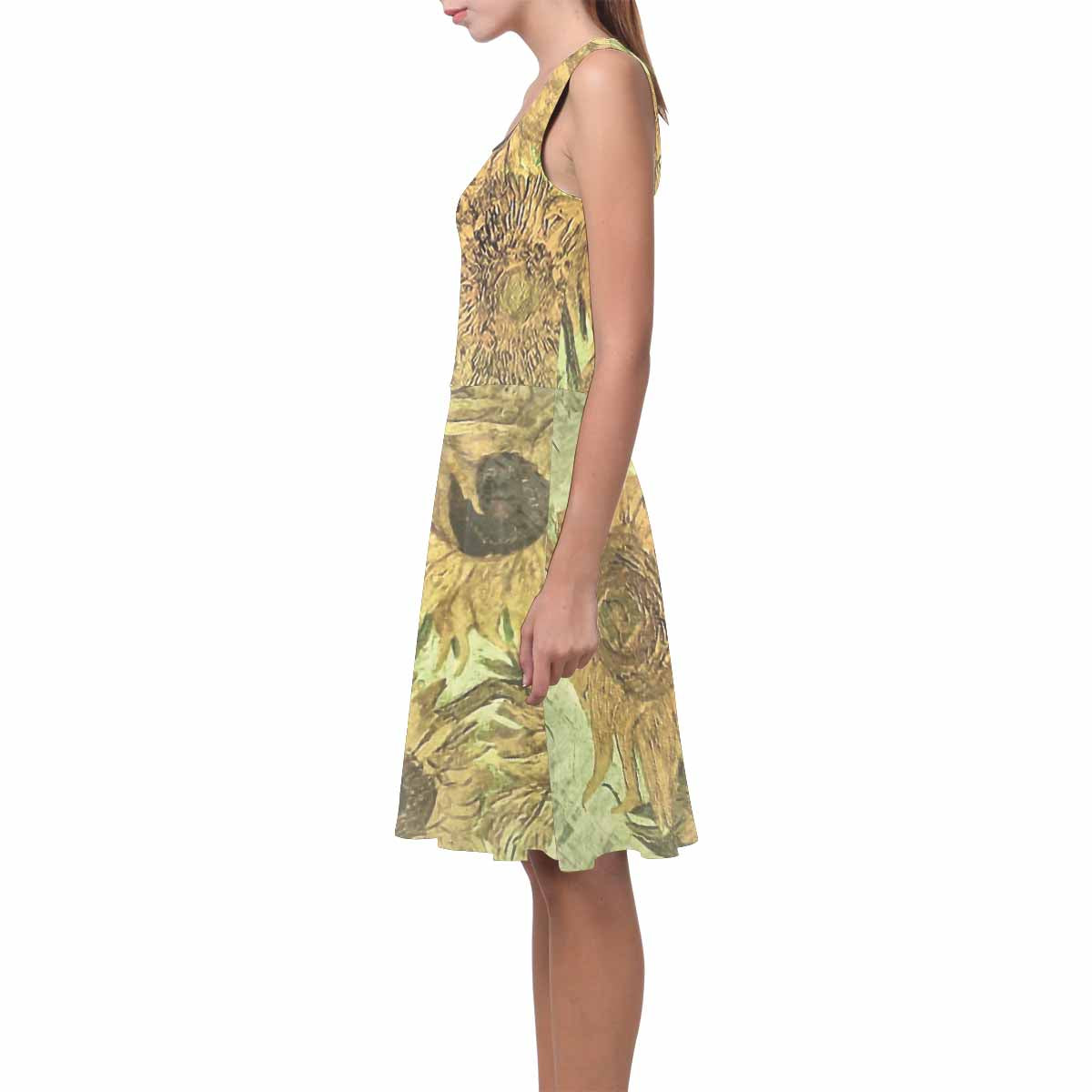 Vintage floral short summer flare dress,  XS to 3XL plus size, model D09534 Design 48x