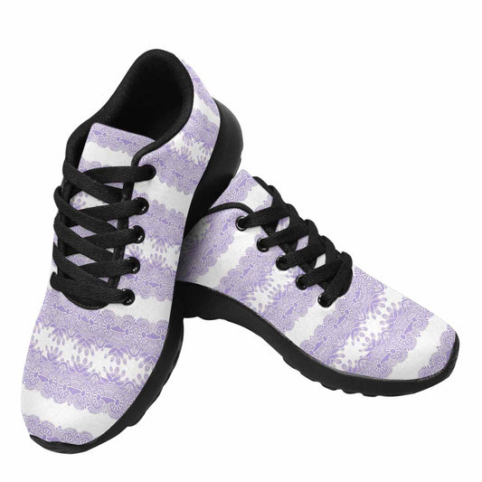 Victorian lace print, womens cute casual or running sneakers, design 07