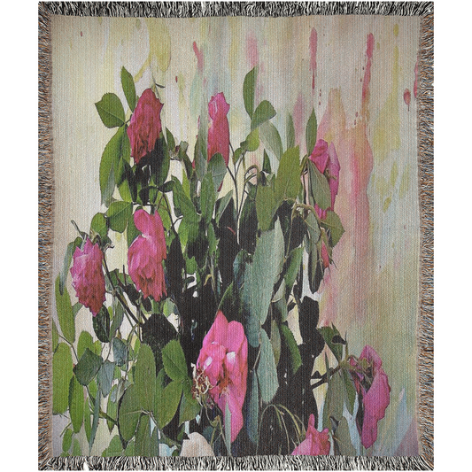 100% cotton Vintage Floral design woven blanket, 50 x 60 or 60 x 80in, Design 22
