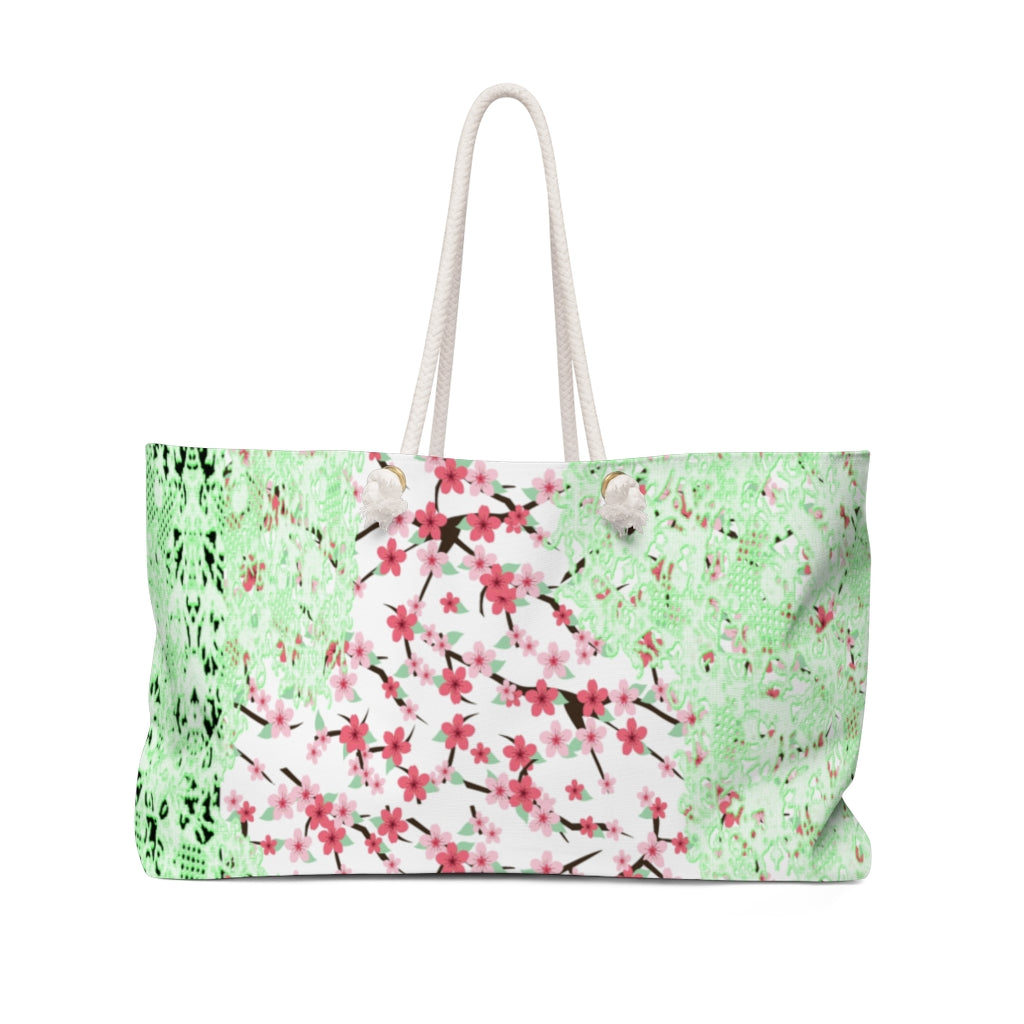 Victorian lace print weekender bag, large, design 10