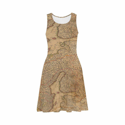 Antique Map casual summer dress, MODEL 09534, design 37