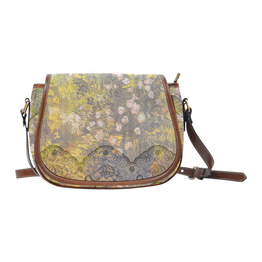 Vintage floral handbag, Design 05x Model 1695341 Saddle Bag/Large (Model 1649)