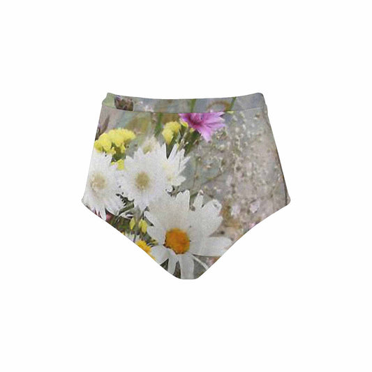 Vintage floral High waist bikini bottom, Design 02