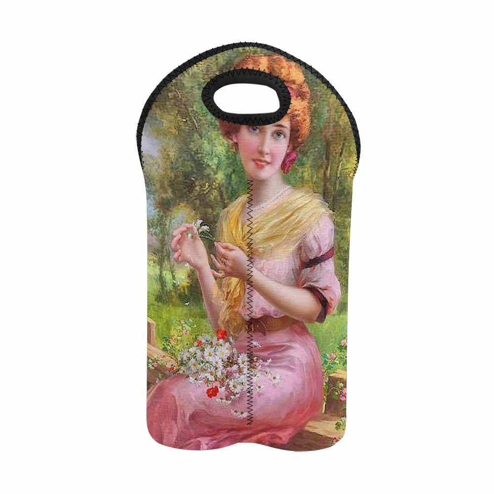 Victorian lady design 2 Bottle wine bag, lady in pink