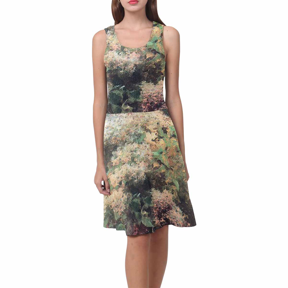 Vintage floral short summer flare dress,  XS to 3XL plus size, model D09534 Design 34