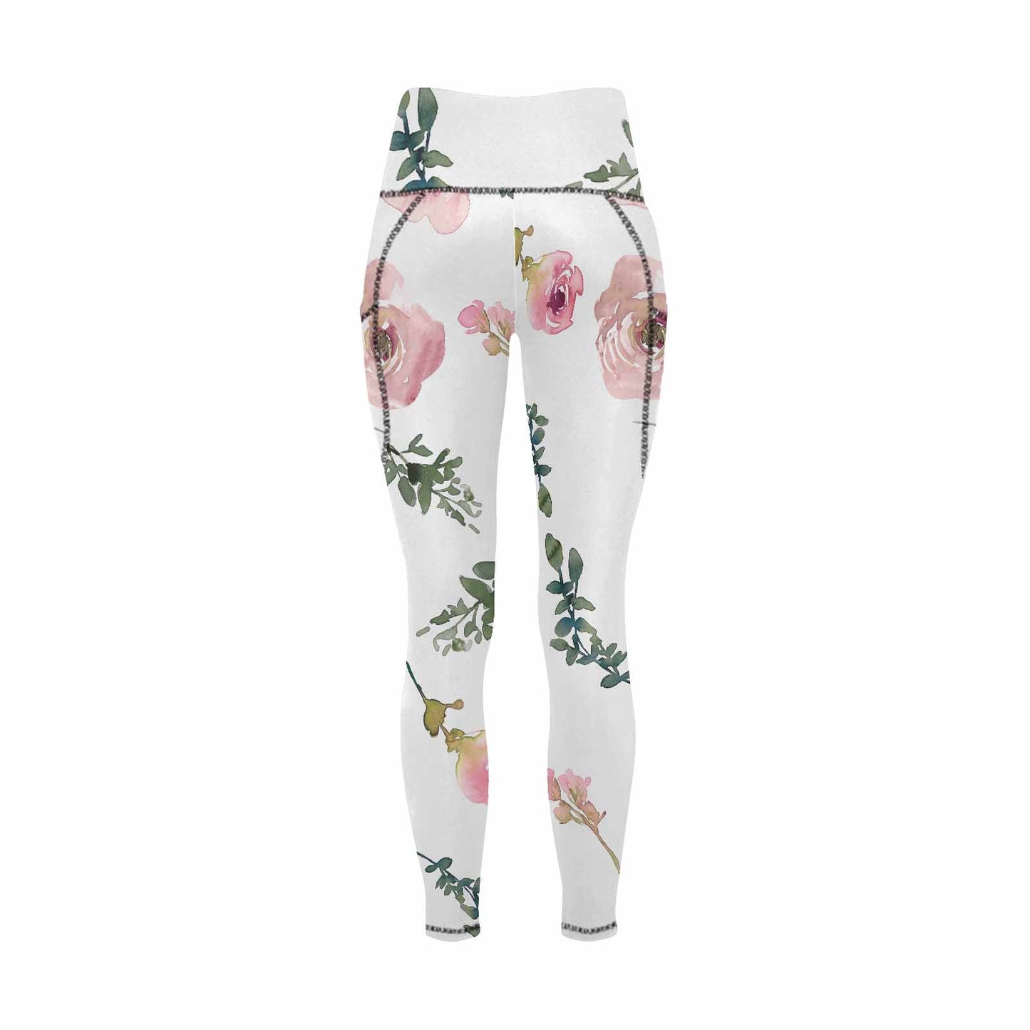 Floral 2, active wear leggings, outside surge, design 62