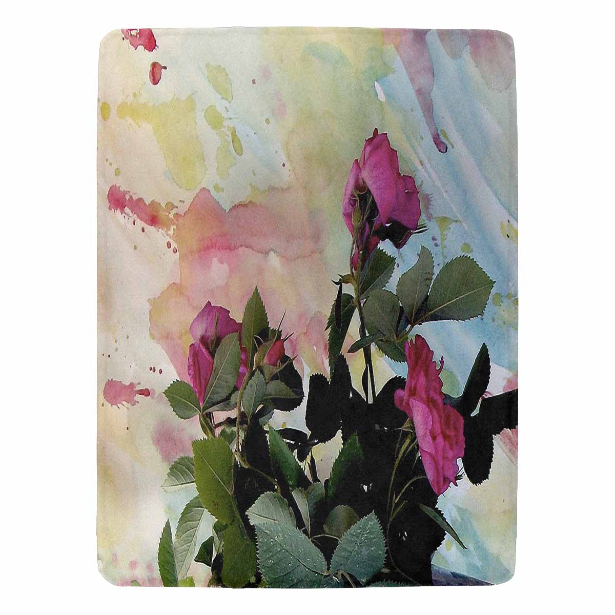 Vintage Floral BLANKET, LARGE 60 in x 80 in, Design 21 C50