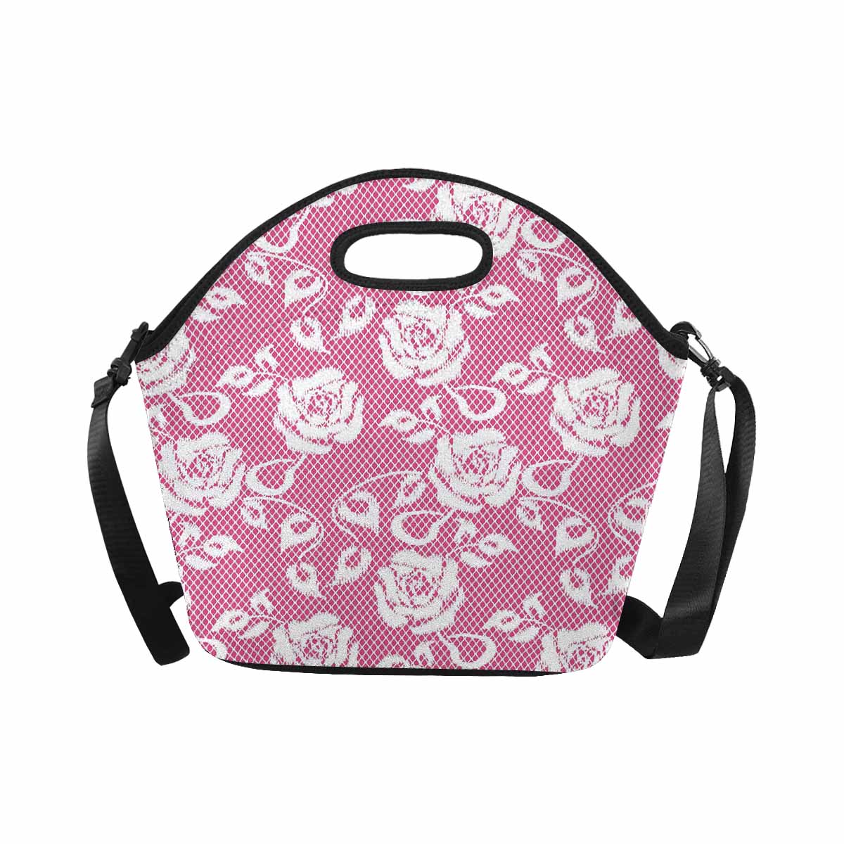 Victorian lace print insulated lunch bag, design 17