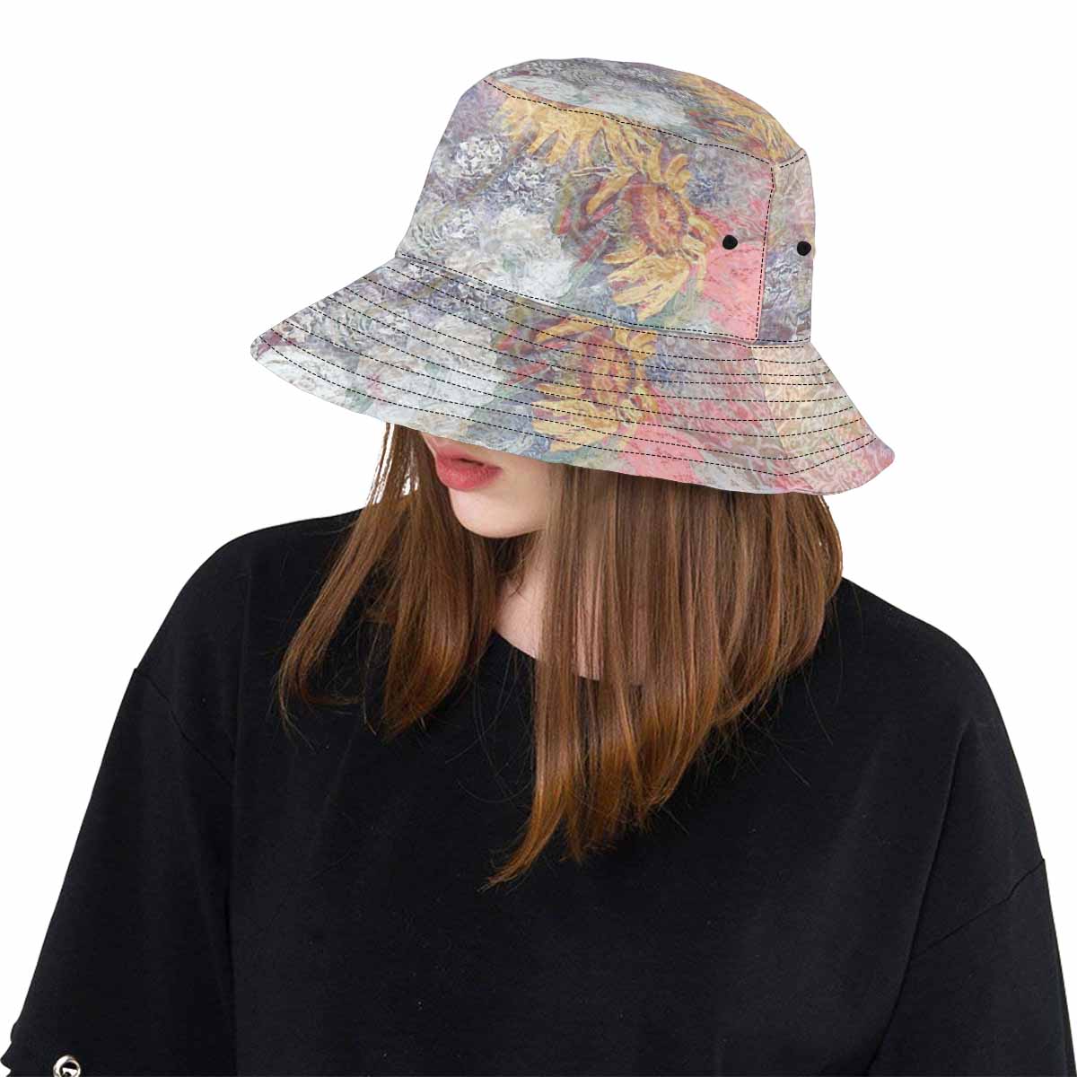 Vintage floral unisex bucket boonie Hat, outdoors hat, Design 54x