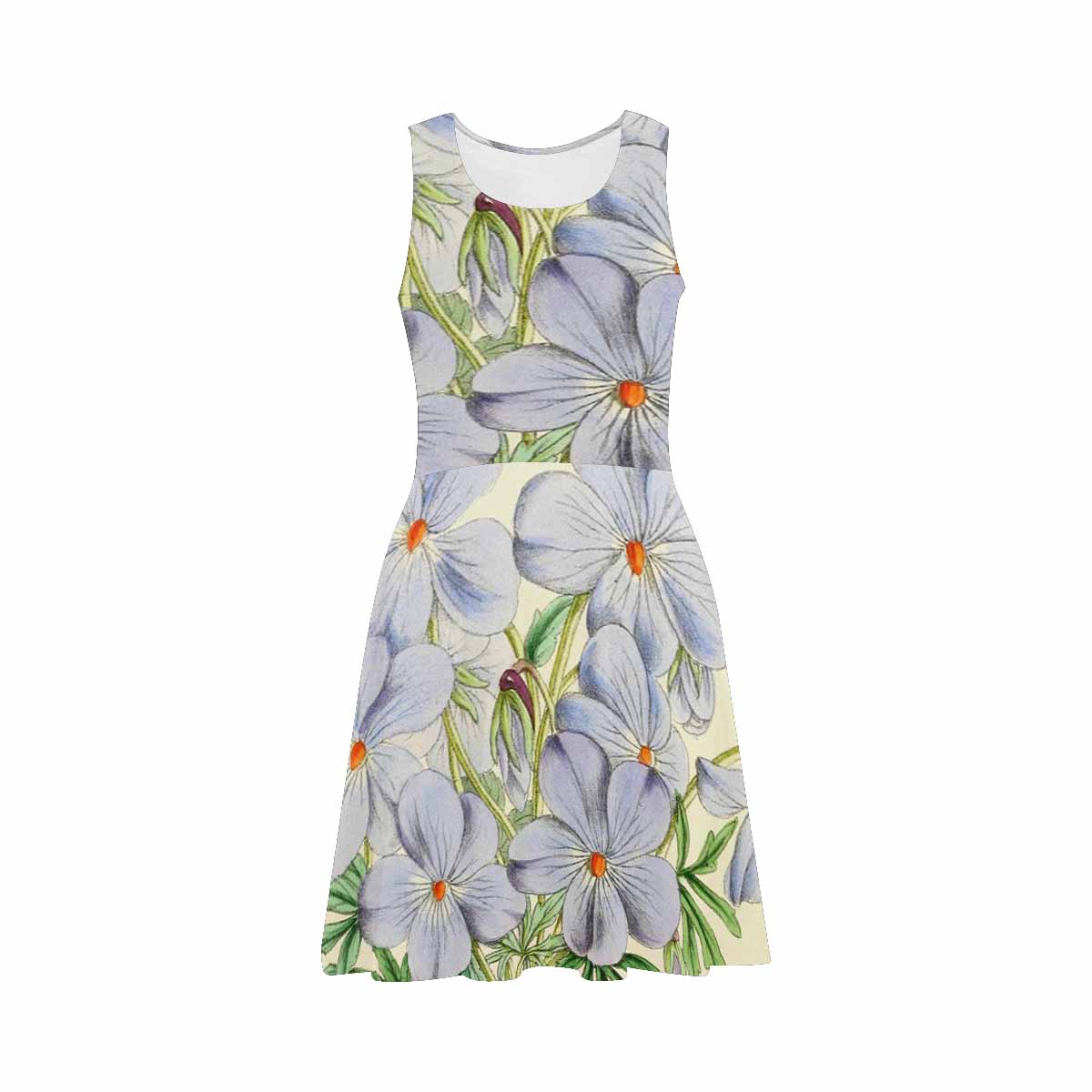 Vintage floral short summer flare dress,  XS to 3XL plus size, model D09534 Design 13