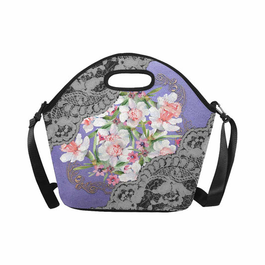 Victorian lace print insulated lunch bag, design 45