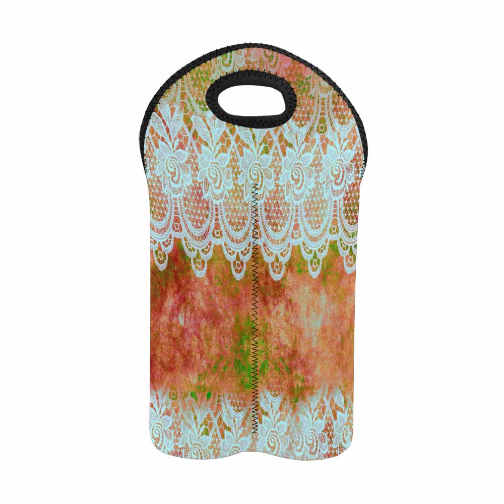 2 Bottle Victorian lace print wine bag, Design 31
