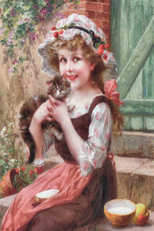 Victorian girl fine art print  The Little Kittens