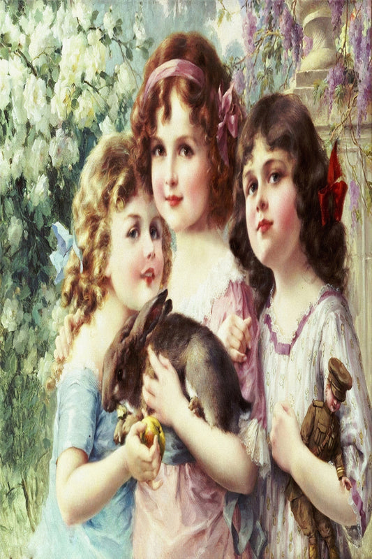 Victorian girls fine art print  Three Graces