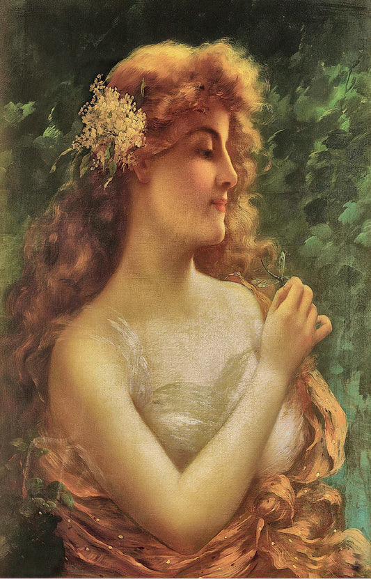 Victorian lady design  Puzzle pieces  Young Woman with a Dragonfly