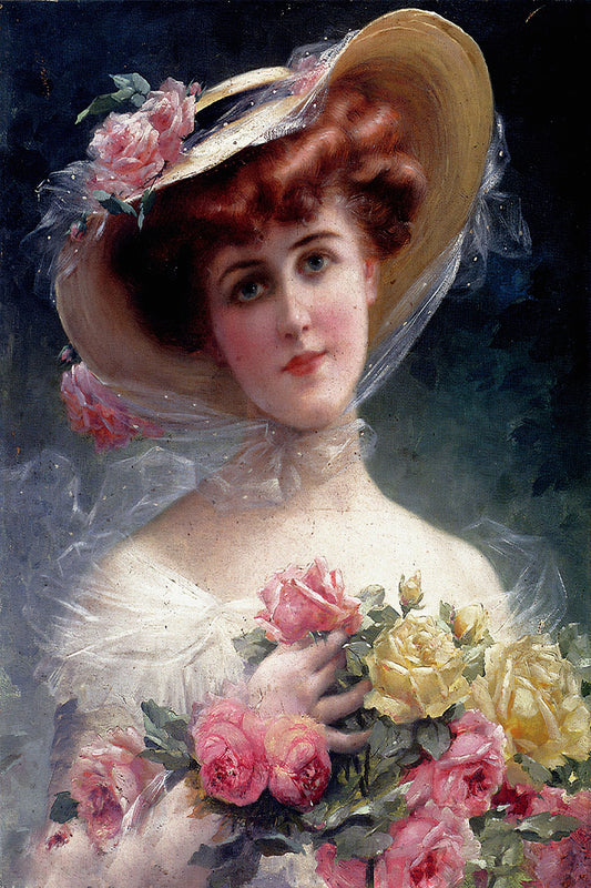 Victorian lady fine art print  BEAUTY WITH FLOWERS