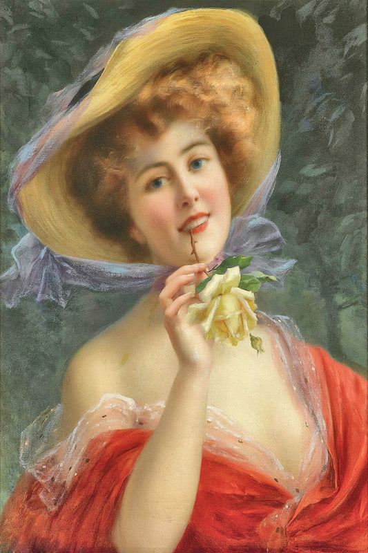 Victorian lady fine art print  Young Girl with a Rose