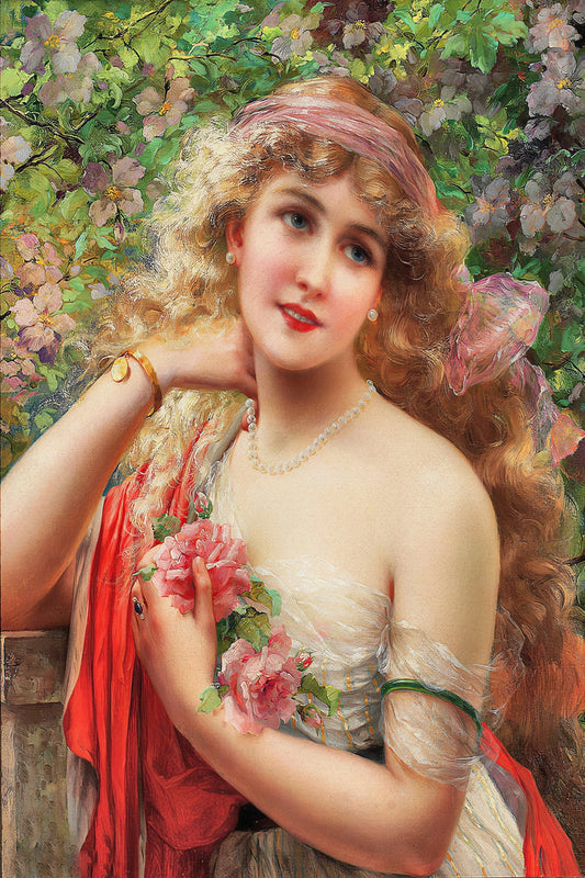 Victorian lady fine art print  Young Lady With Roses