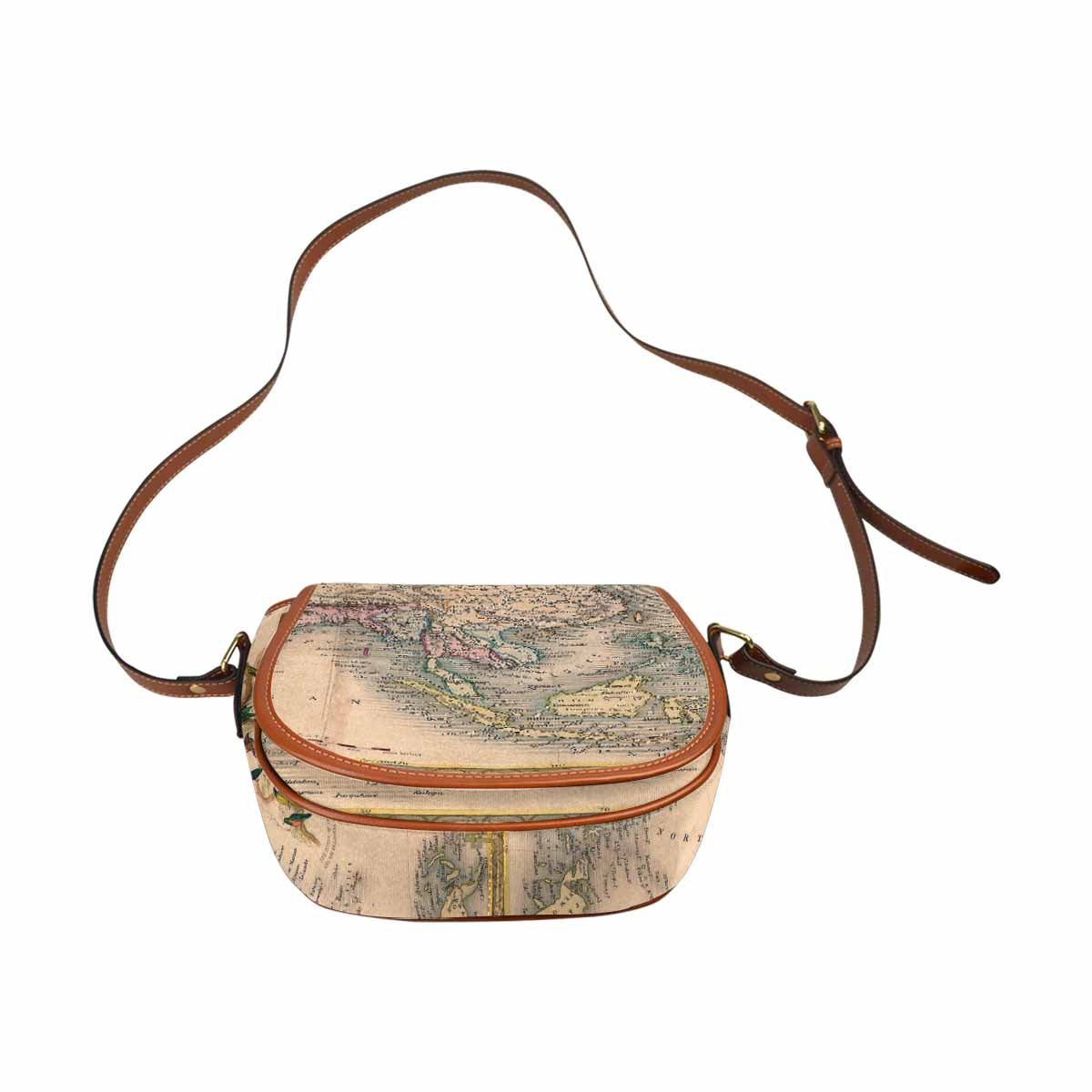 Antique Map design Handbag, saddle bag, Design 37