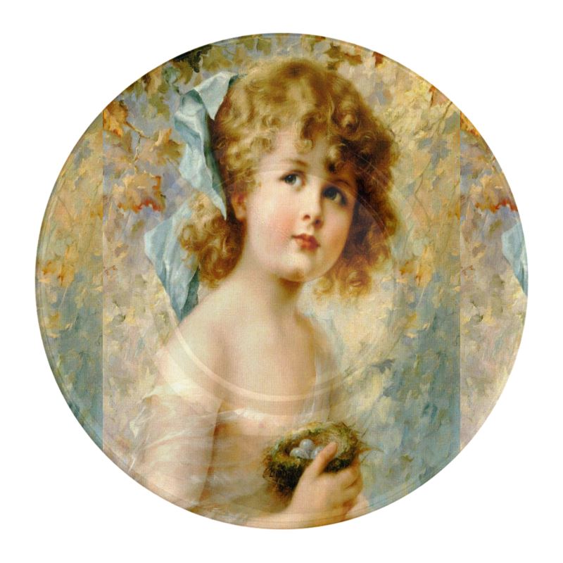 Victorian girl design Cup & saucer, Girl Holding a nest