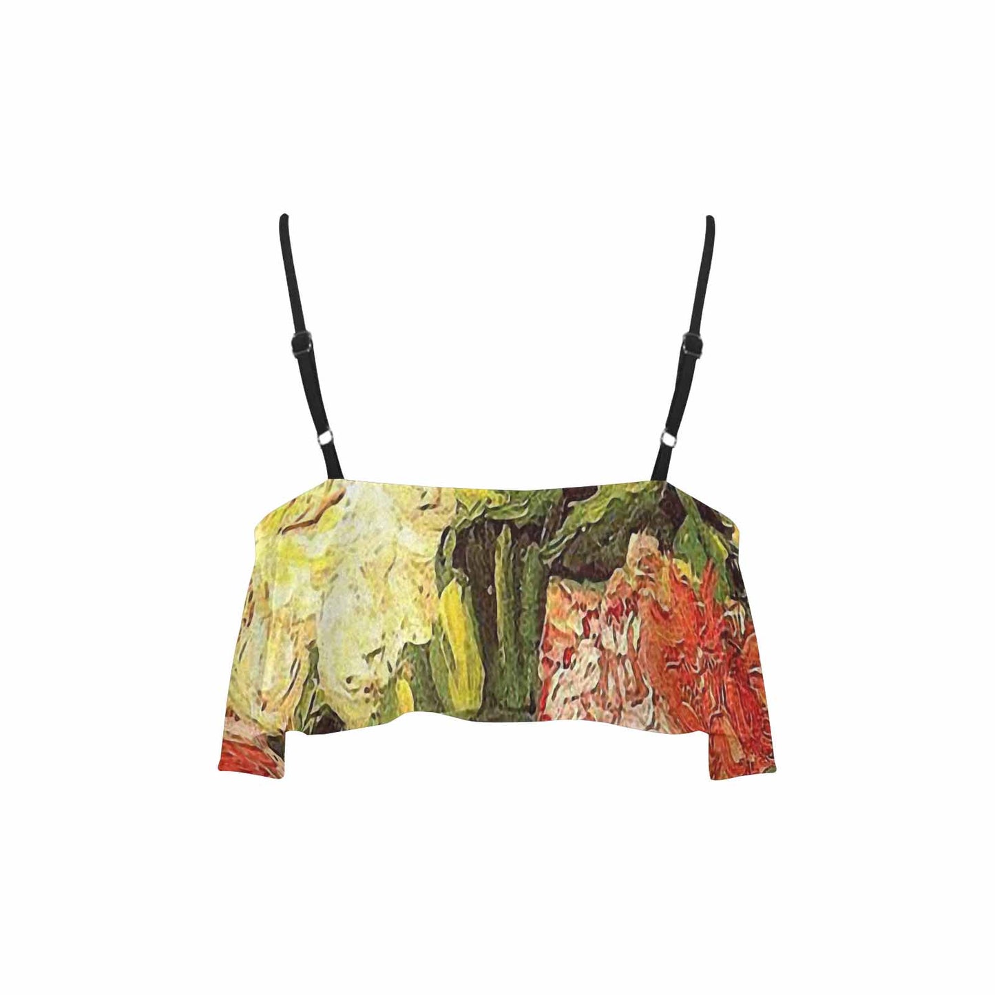 Vintage floral flounce bikini top, Design 33