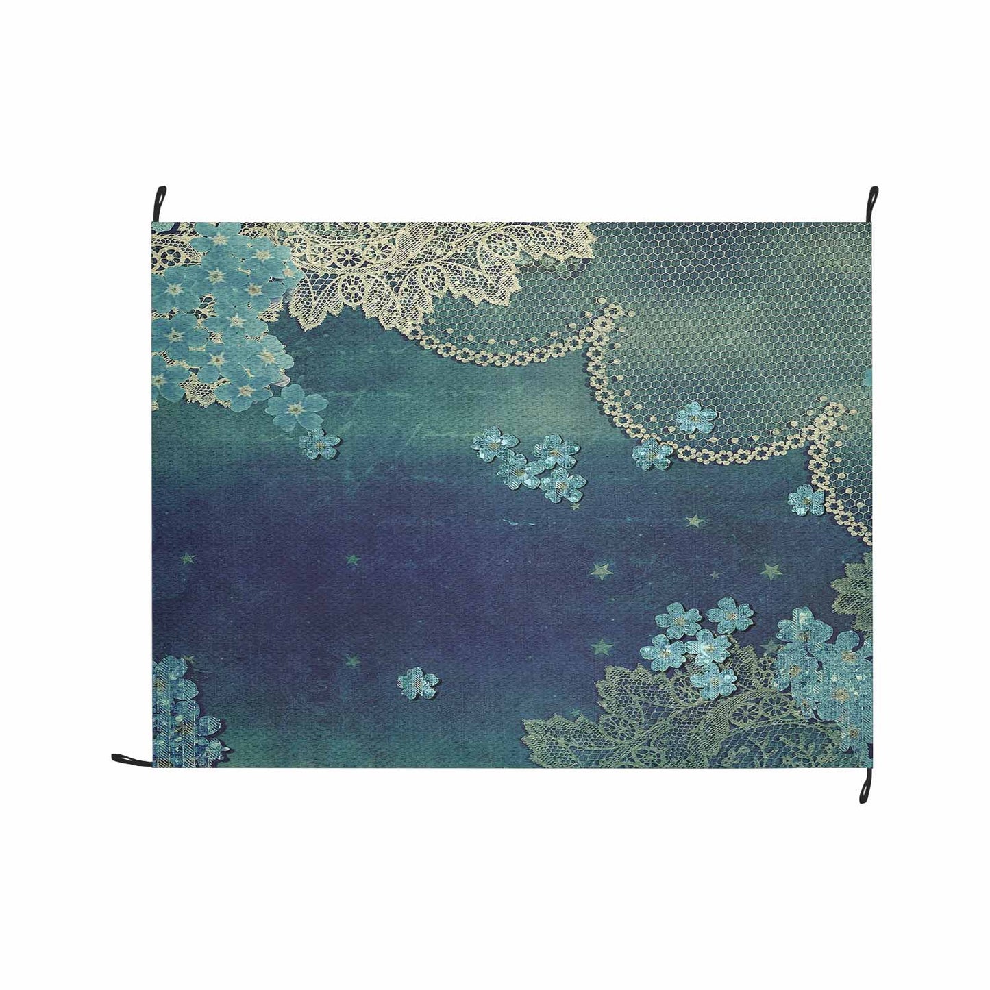 Victorian lace print waterproof picnic mat, 69 x 55in, design 04