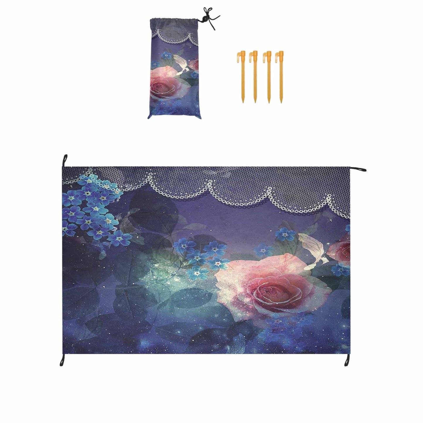 Victorian lace print waterproof picnic mat, 81 x 55in, design 02