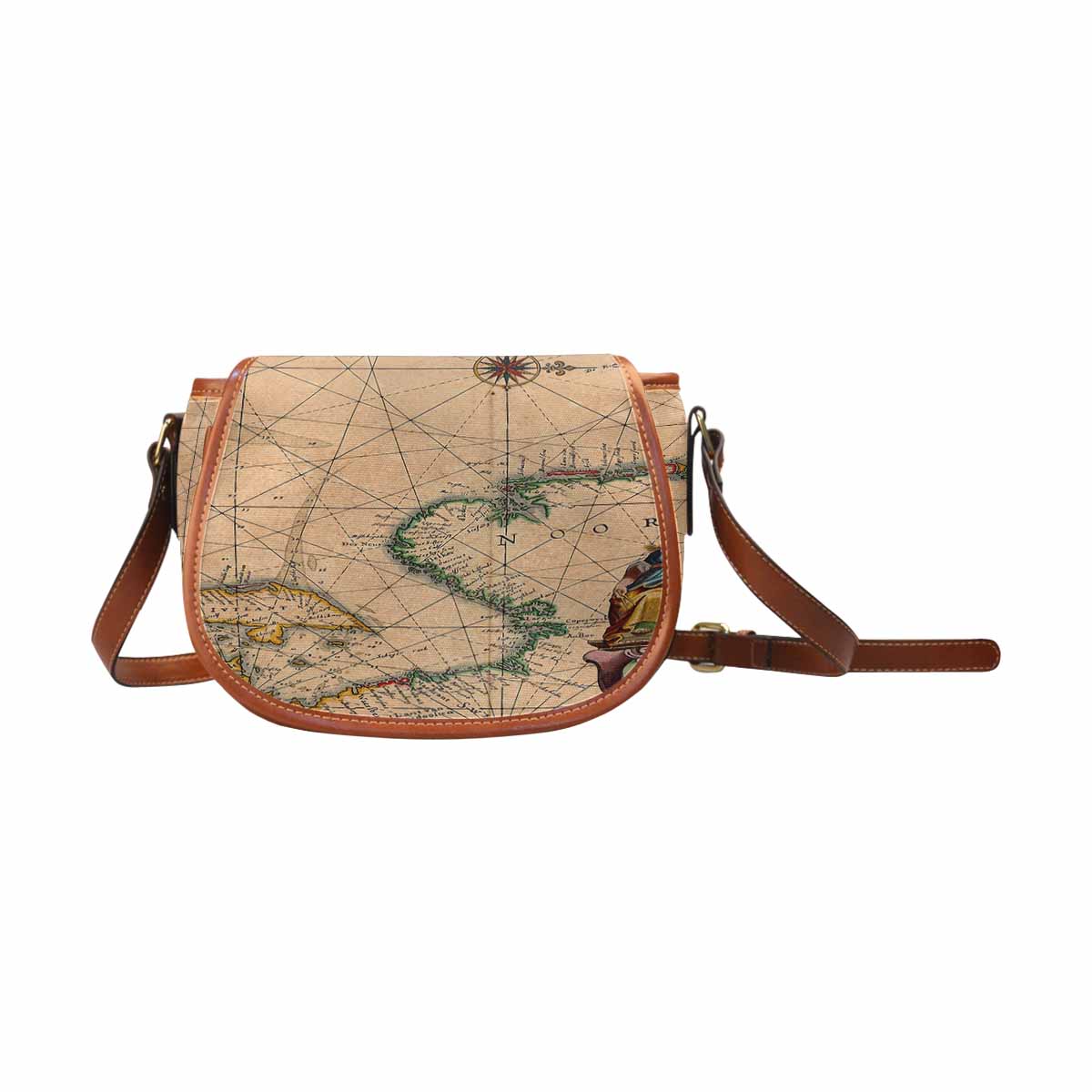 Antique Map design Handbag, saddle bag, Design 7