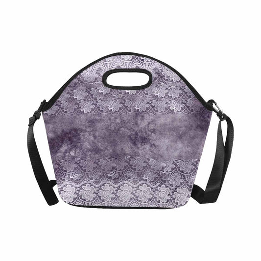 Victorian lace print insulated lunch bag, design 39