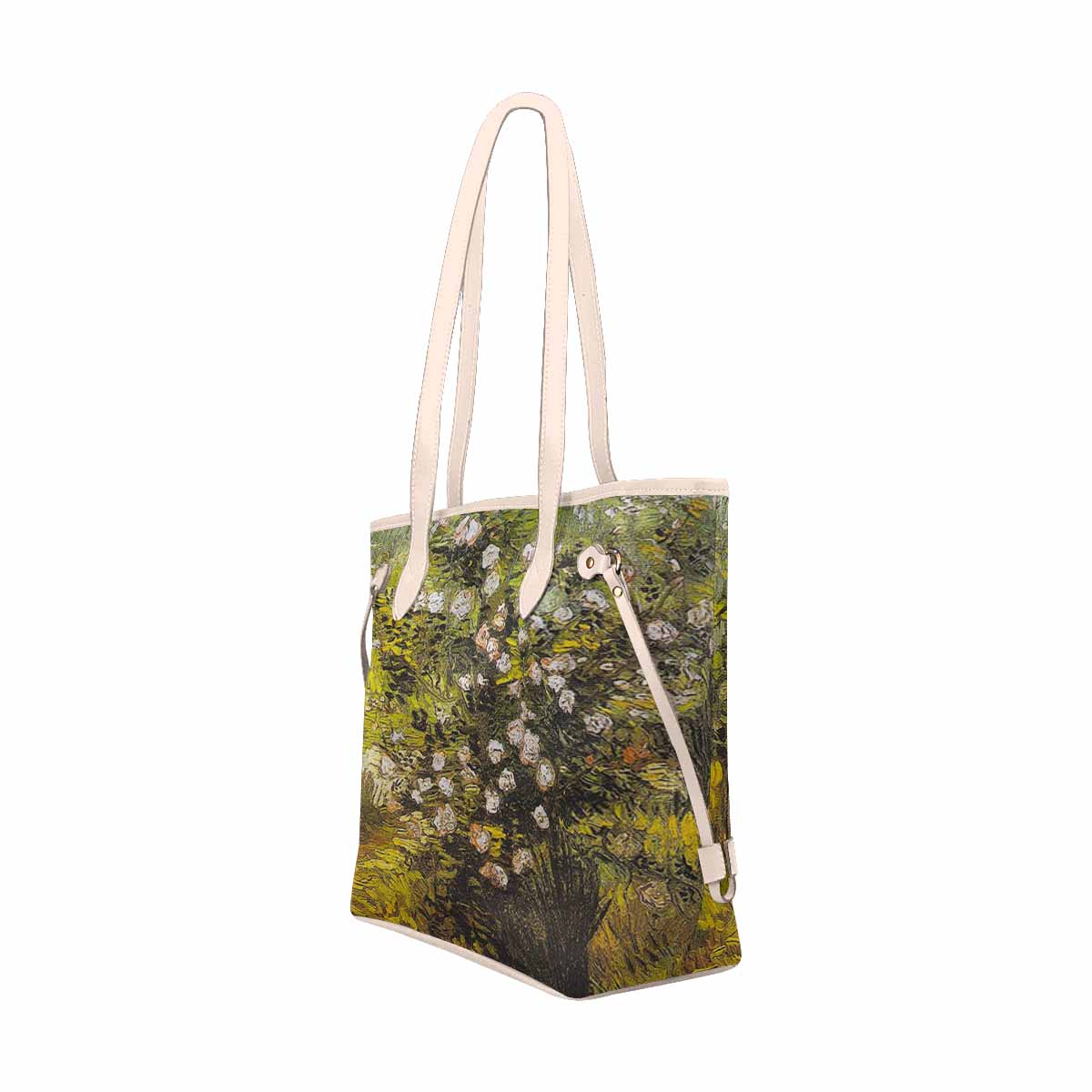 Vintage Floral Handbag, Classic Handbag, Mod 1695361 Design 05, BEIGE/TAN TRIM