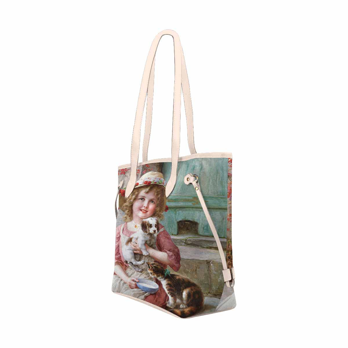 Victorian Girl Design Handbag, Model 1695361, New Friends, BEIGE/TAN TRIM