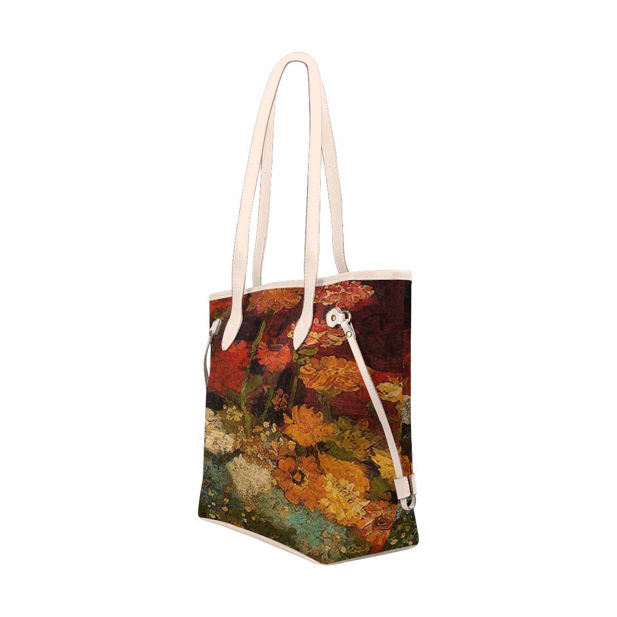 Vintage Floral Handbag, Classic Handbag, Mod 1695361 Design 31 BEIGE/TAN TRIM