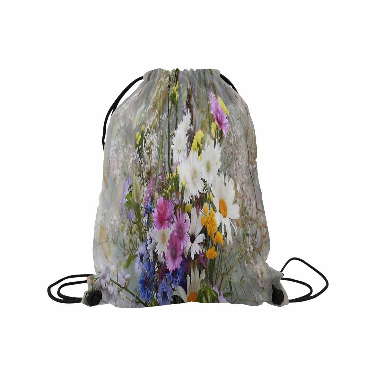 Vintage Floral print, DRAWSTRING BAG, MEDIUM, Design 02